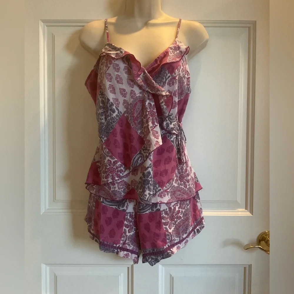 GAP Body Women's Size SP Purple and Pink Paisley 100% Silk Lingerie Set - Picture 3 of 16